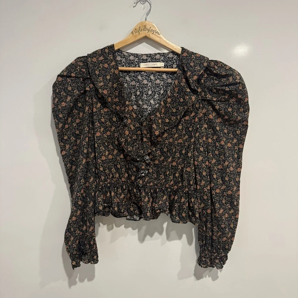 Christy Dawn The Genevieve Blouse Floral Puff Sleeve Top